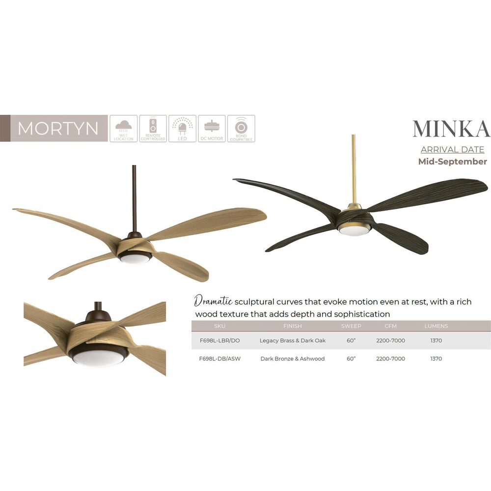Minka-Aire Mortyn 60" Indoor/Outdoor Ceiling Fan with LED Light in Dark Bronze, , large