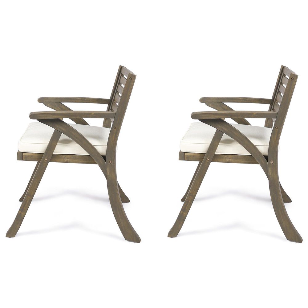 Hearth and Haven Helen Outdoor Dining Chair in Cream (Set of 2), , large