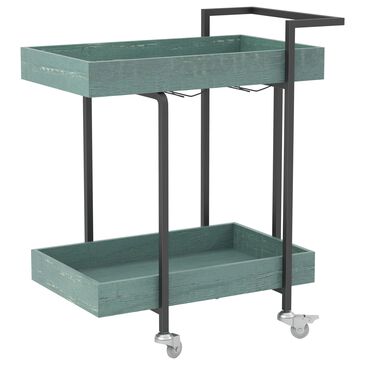 Furniture of America House Serving Cart in Antique Blue/Black, , large