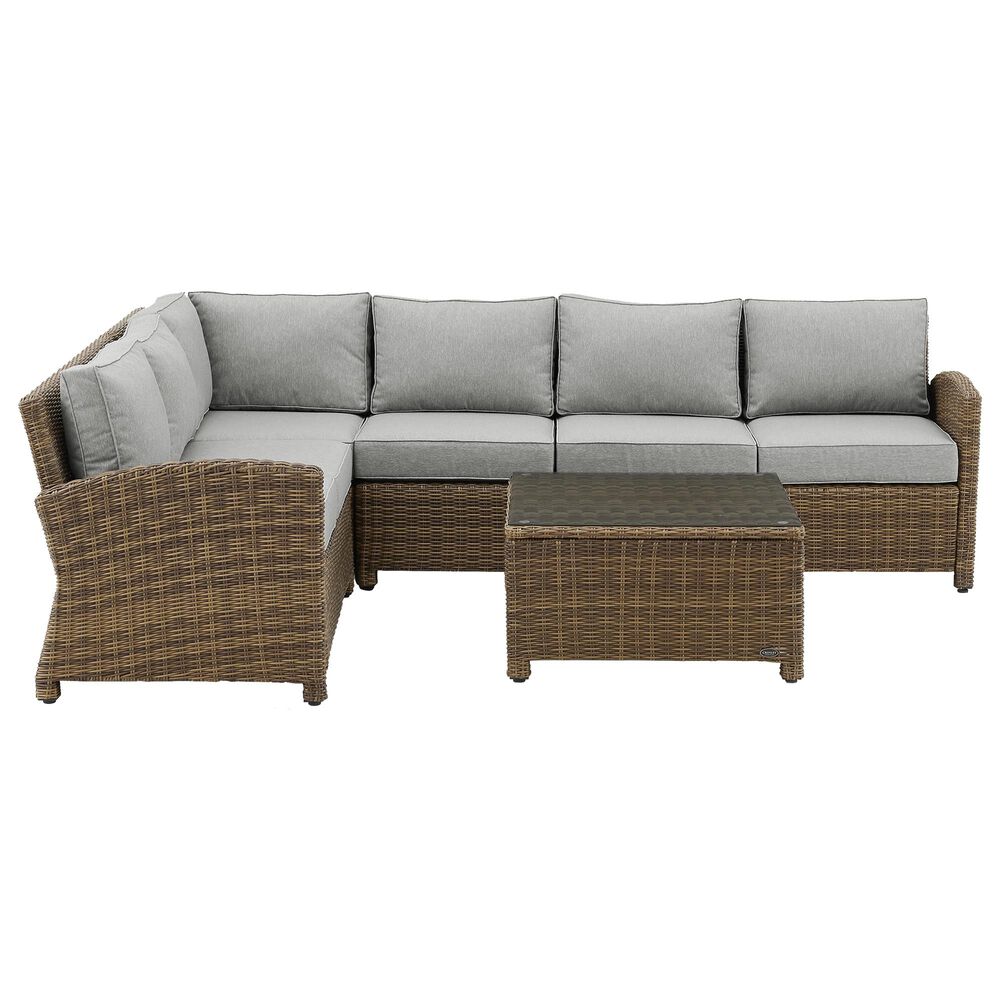 Crosley Furniture Bradenton 5-Piece Patio Sectional Set in Gray and Brown, , large