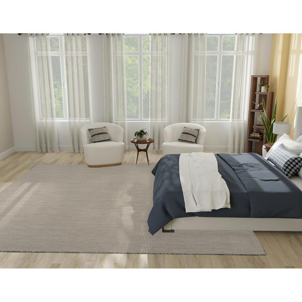 Nourison Courtyard Ivory and Silver 10&#39; Square Indoor/Outdoor Area Rug, , large