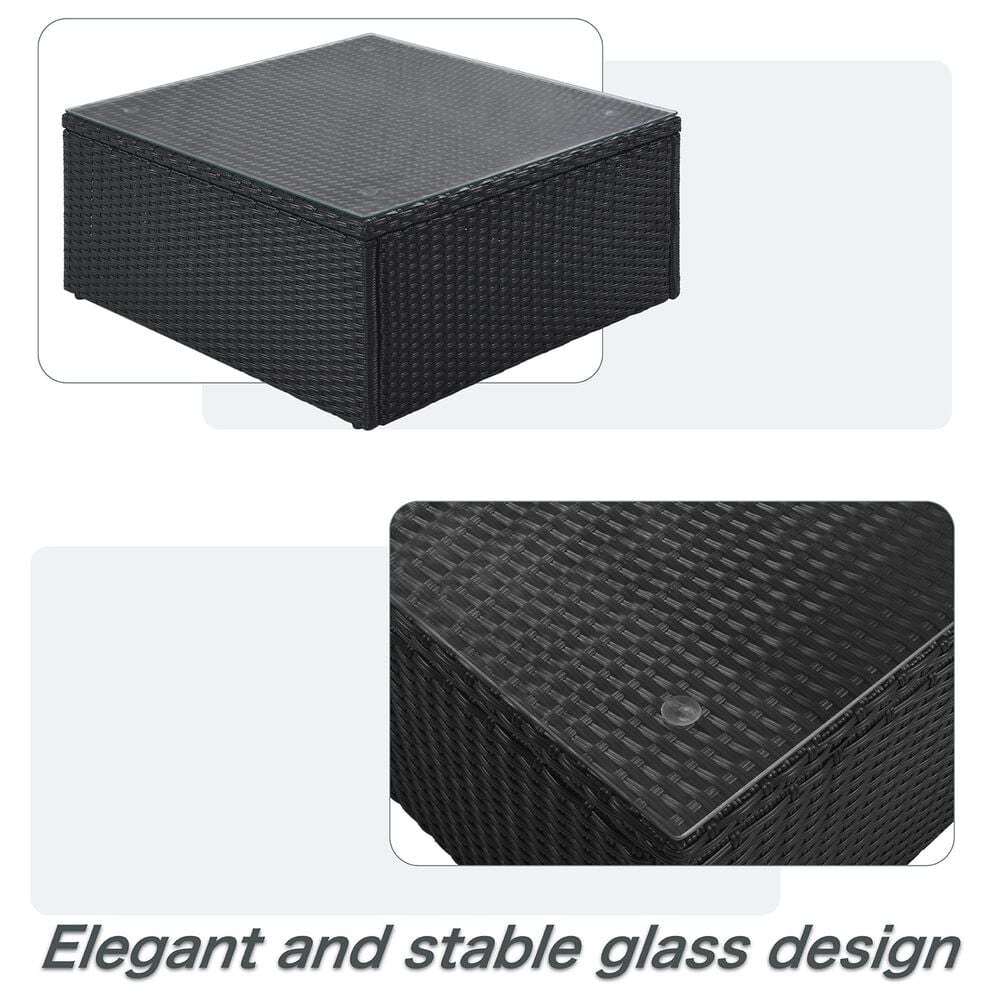HOMLUX 7-piece Outdoor Conversation Set with Black Wicker in Gray, , large