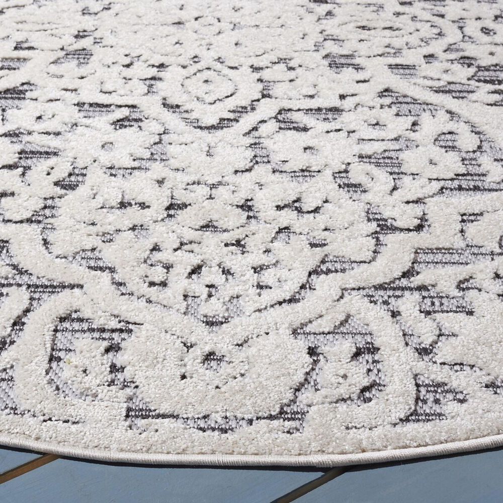 Safavieh Cabana CBN656A 4&#39; Round Ivory and Grey Indoor/Outdoor Area Performance Rug, , large