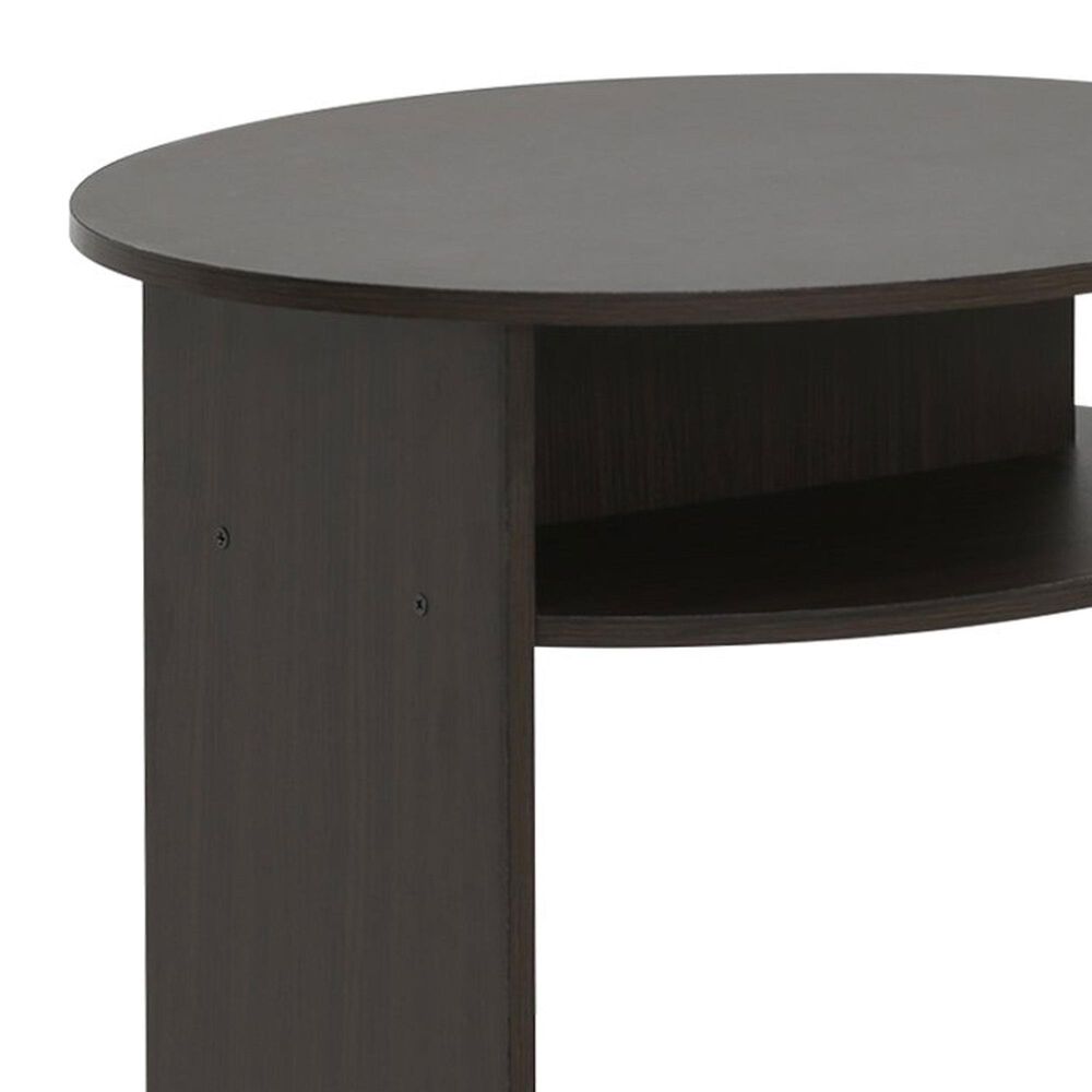 HOMLUX Oval End Table with Bookshelf in Walnut and Black, , large