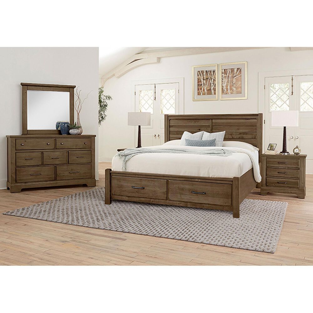 Viceray Collections Cool Rustic 4-Piece Queen Plank Bedroom Set with Storage in Mink, , large