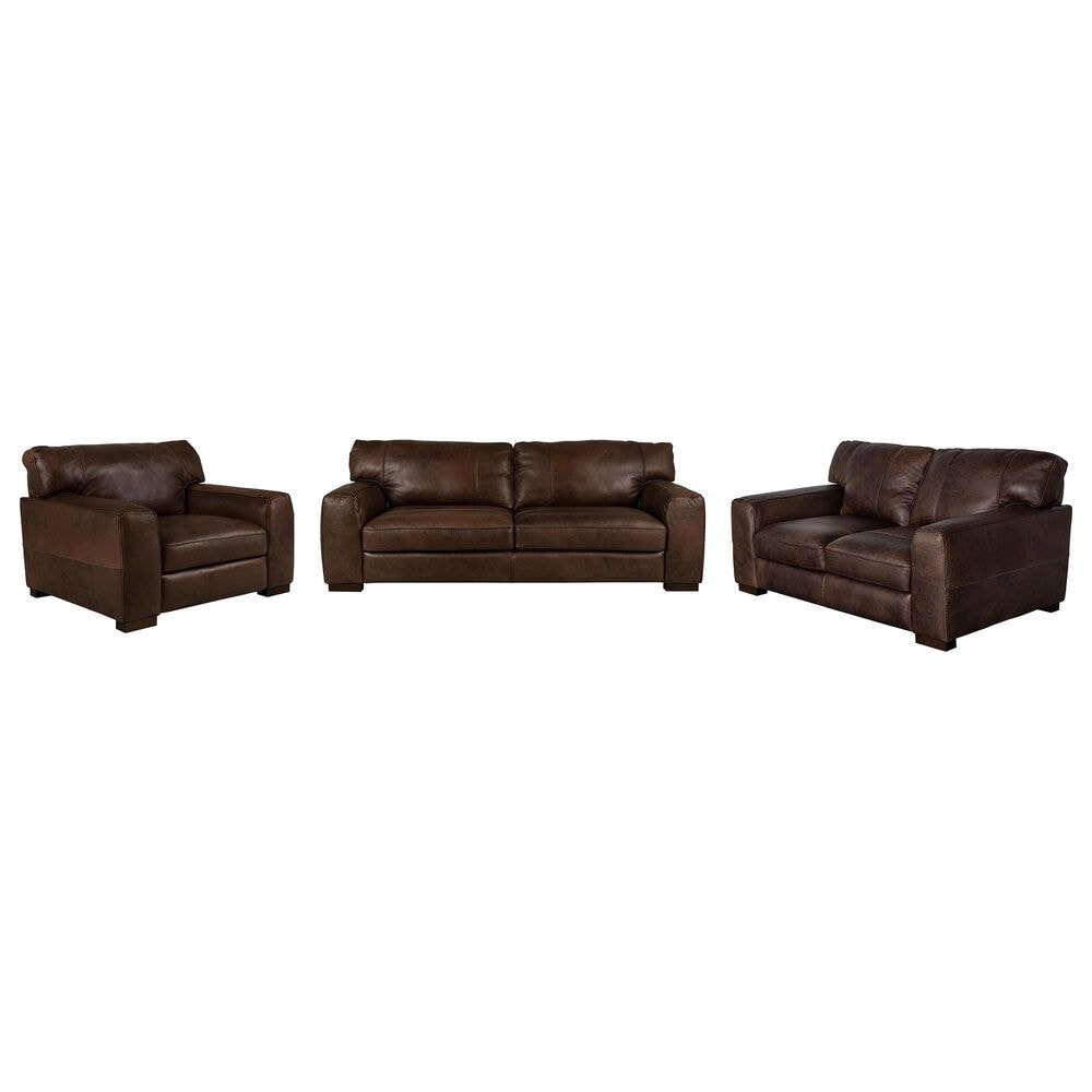 Bordeaux & Co Maxi 3-Piece Stationary Leather Living Room Set in Madison Espresso, , large