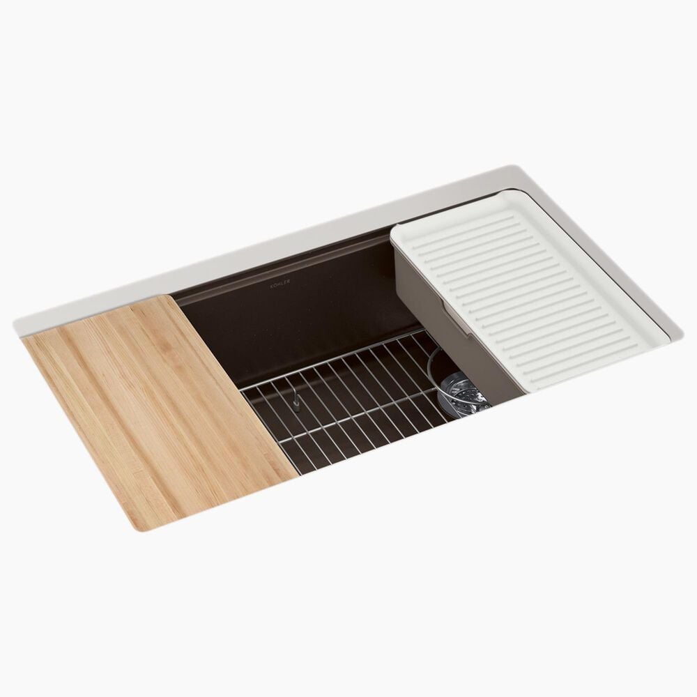 Kohler Billings 32.5" Undermount Single Bowl Workstation Kitchen Sink in Matte Brown, , large