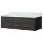 Lexora Home Castor 60" Double Bathroom Vanity in Black with 2 cm White Carrara Marble Top and Rectangular Sinks, , large