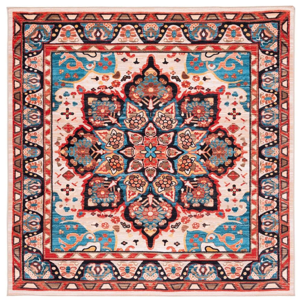 Safavieh Riviera 6"7" Square Blue and Beige Area Rug, , large