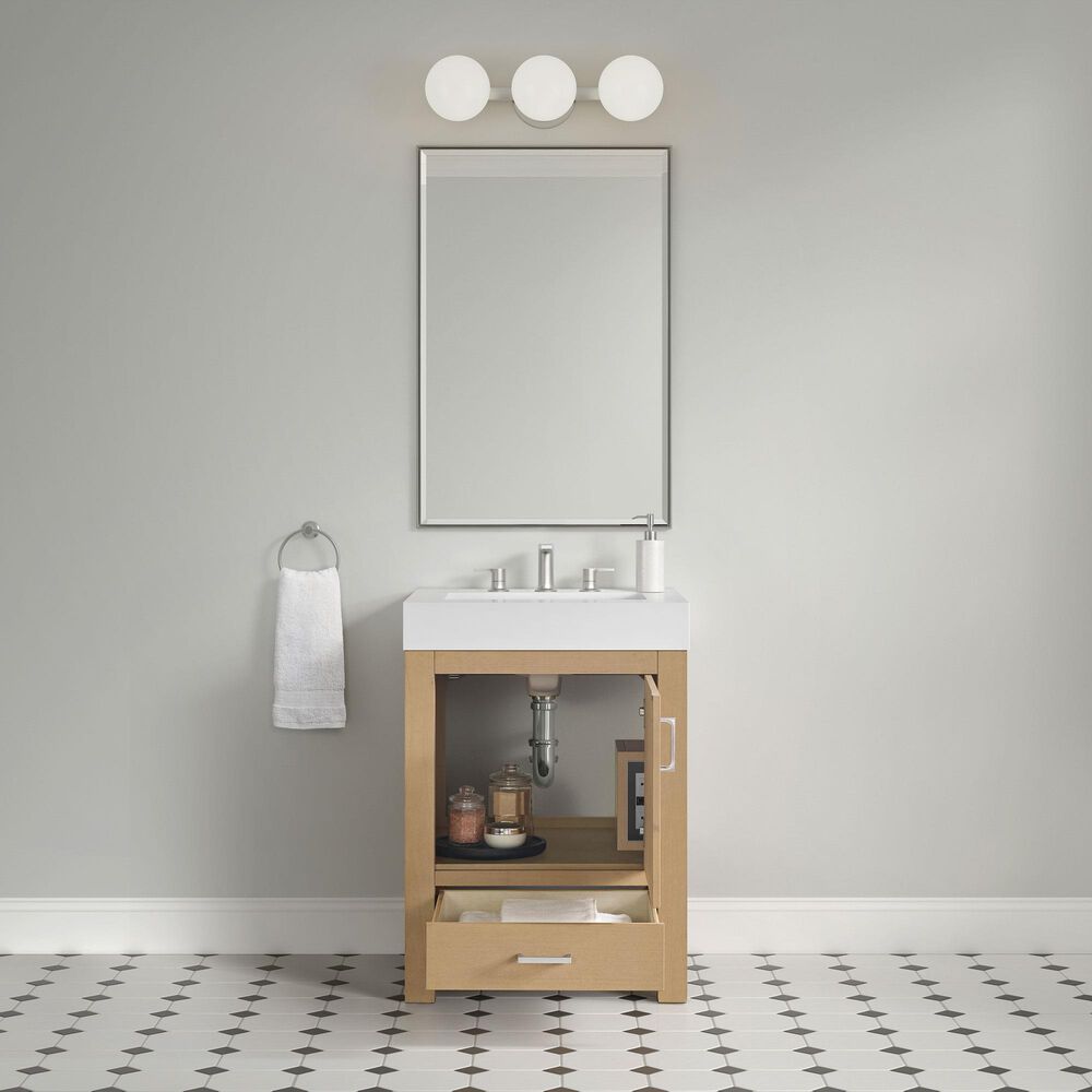 37B Alanya 24" Single Bathroom Vanity in Warm Oak with White Composite Stone Top, , large