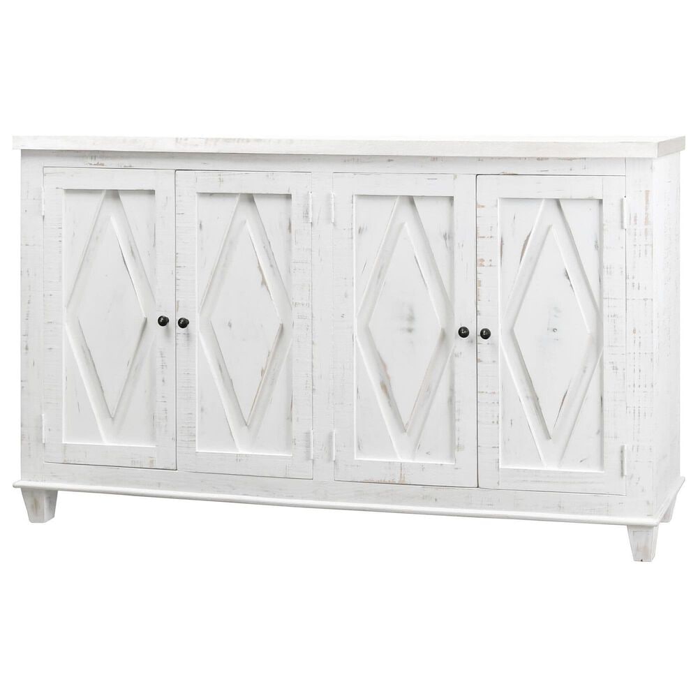 Rustic Root Diamond 4-Door Curio Cabinet in Sierra White, , large