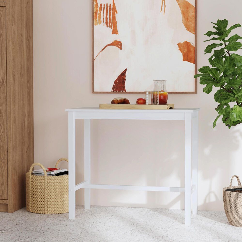 Linon Home Decor Claridge Bar Height Pub Table in Bright White - Table Only, , large
