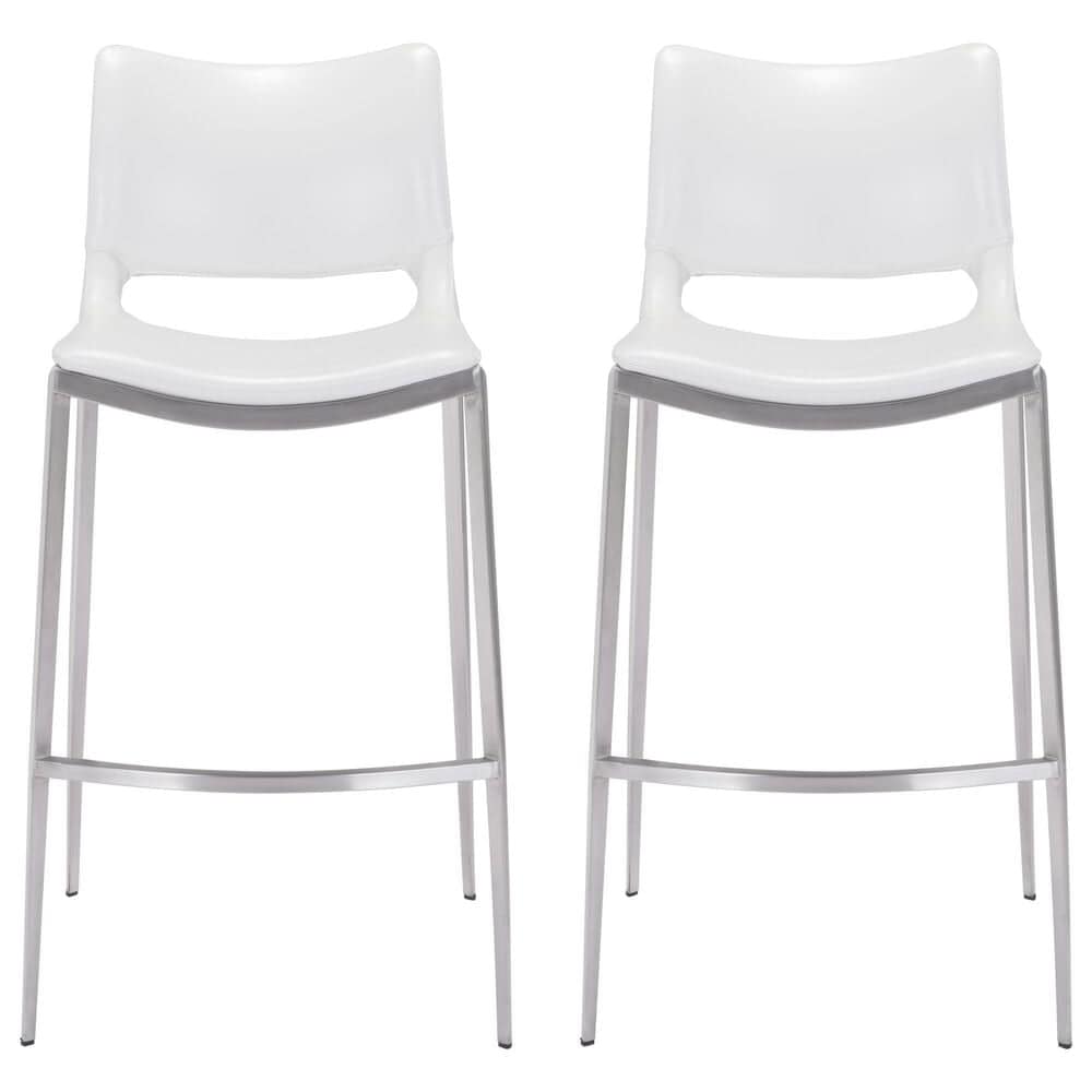 Zuo Modern Ace Bar Stool in White &#40;Set of 2&#41;, , large