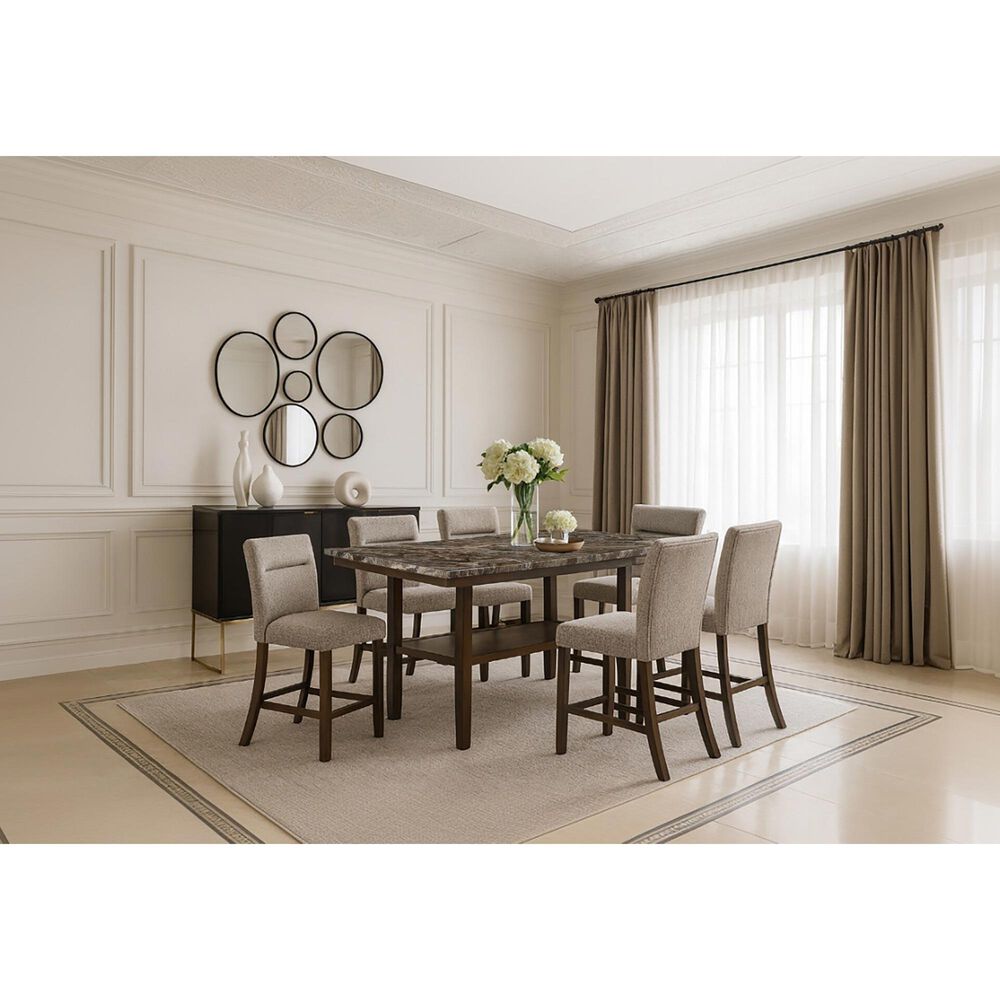 Modern Market 7-Piece Rectangular Dining Set in Black and Dark Brown, , large