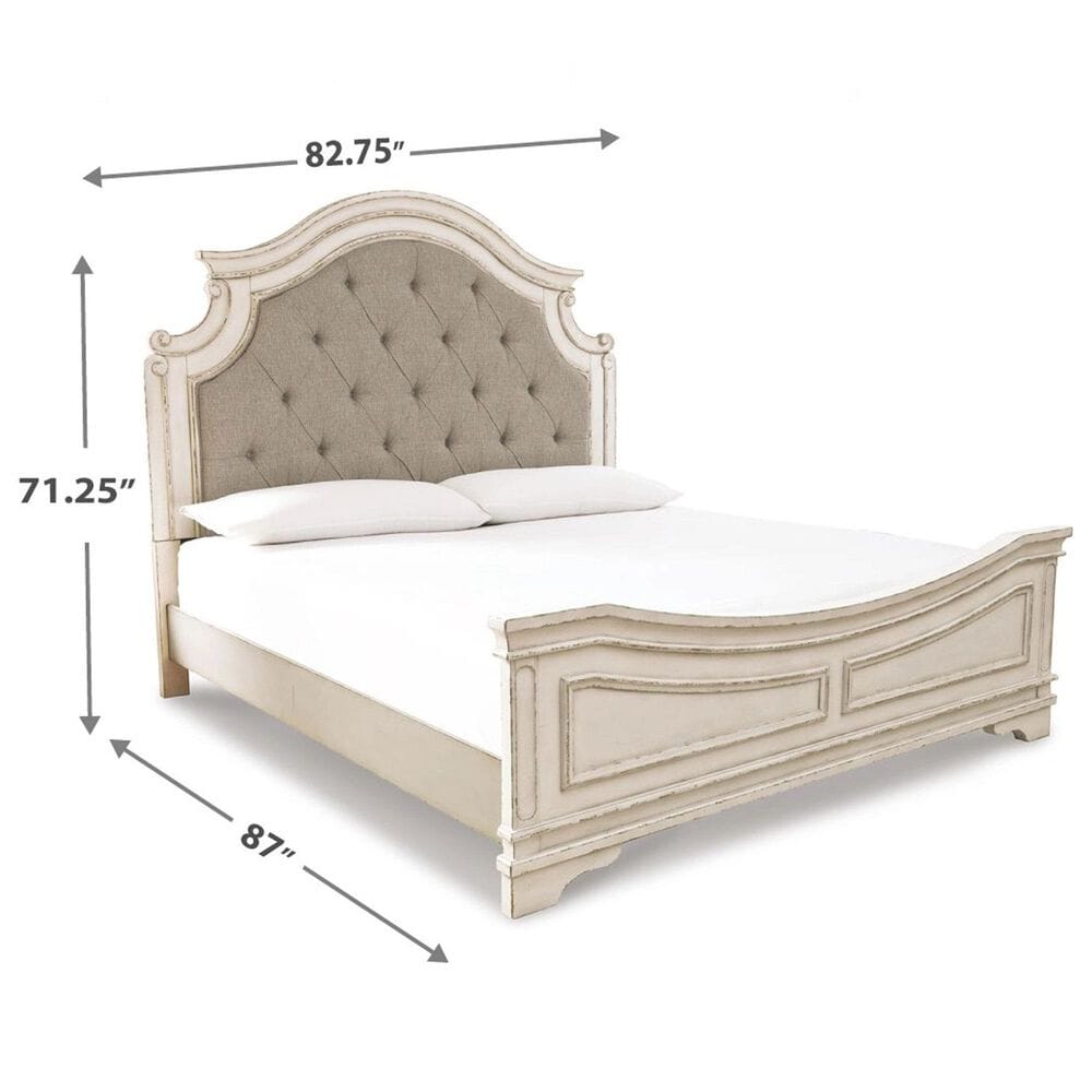 Ashley Realyn 5-Piece King Bedroom Set in Chipped White and Distressed, , large
