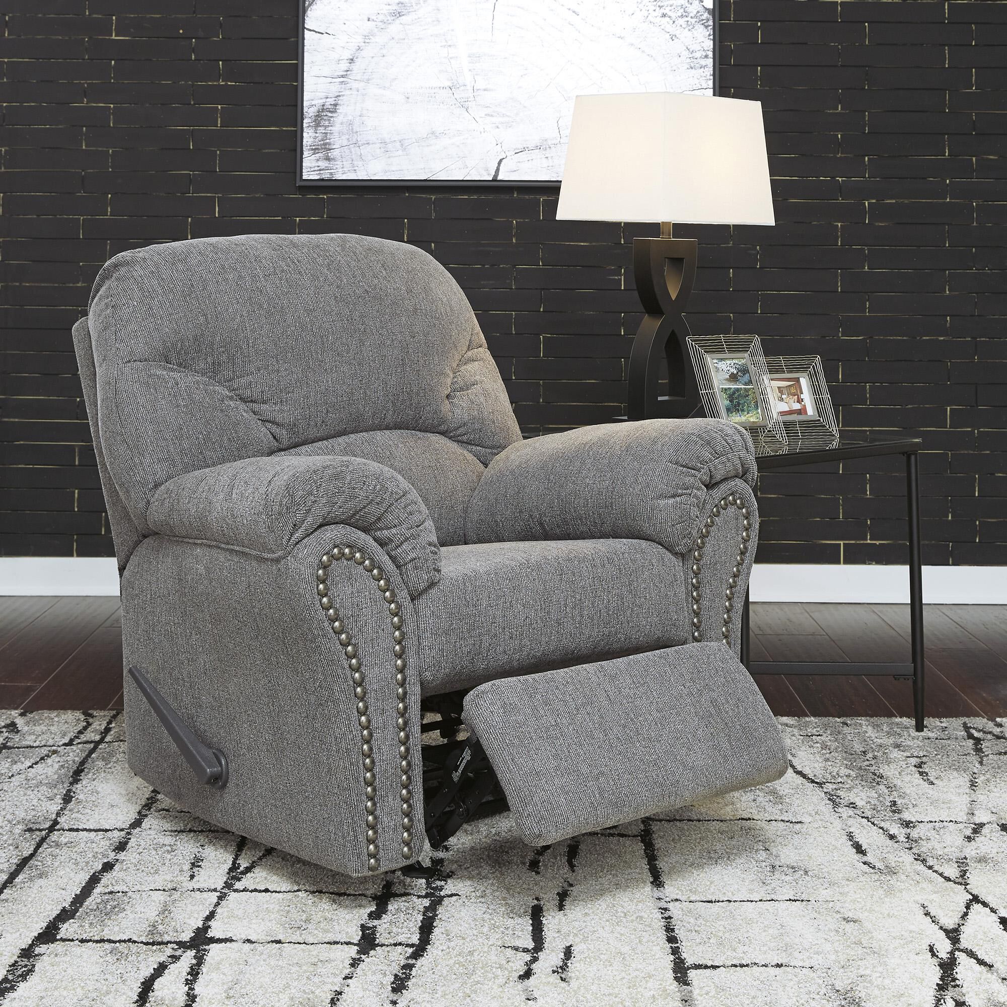 Signature Design by Ashley Allmaxx Rocker Recliner in Pewter