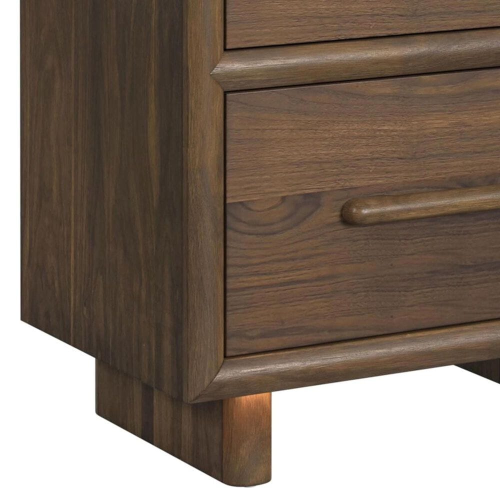 Mayberry Hill Brisbane 2-Drawer Nightstand in Brown with Lighting and USB Port, , large