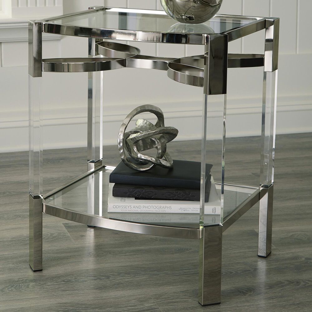 Ashley Chaseton Accent Table in Clear and Silver, , large