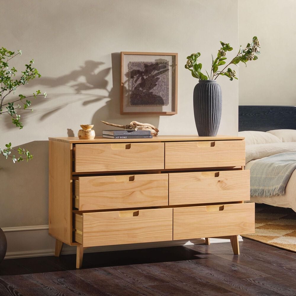 Walker Edison Sloane 6-Drawer Dresser in Natural Pine, , large
