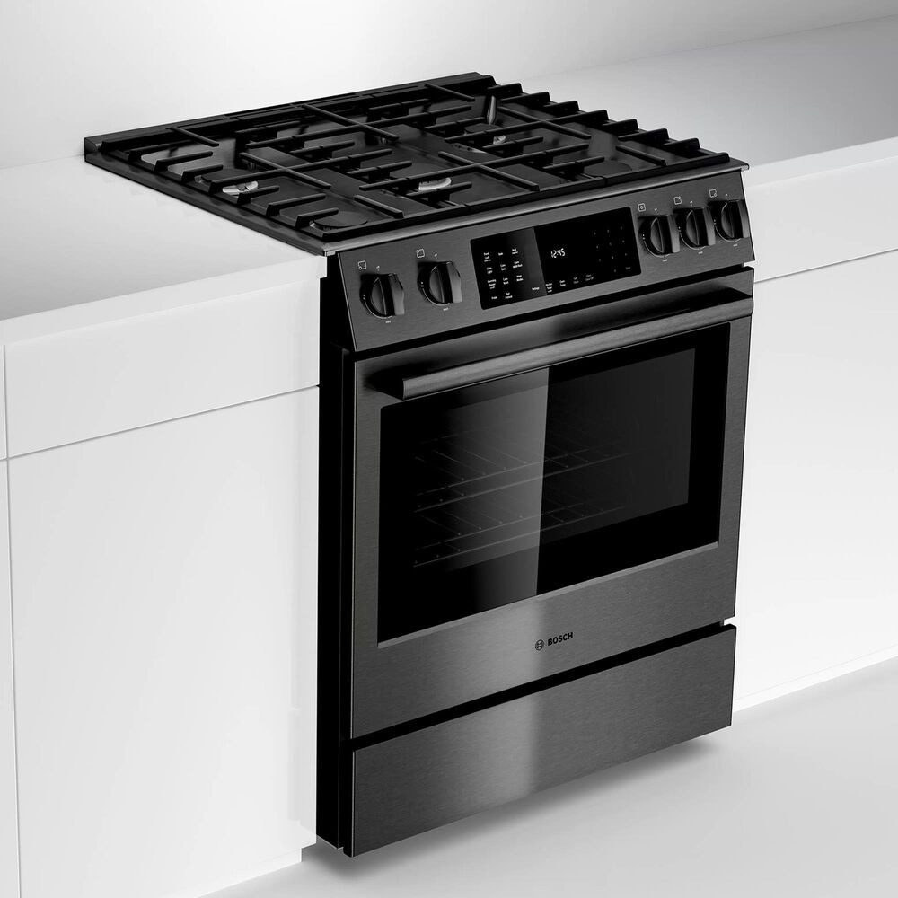 Bosch 30" Slide-In Gas Range in Black Stainless Steel | Nebraska Bosch Stainless Steel Gas Range