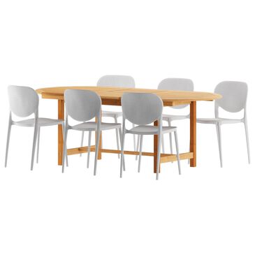 Amazonia Dian 7-Piece Patio Dining Set with Oval Table in Brown and White, , large