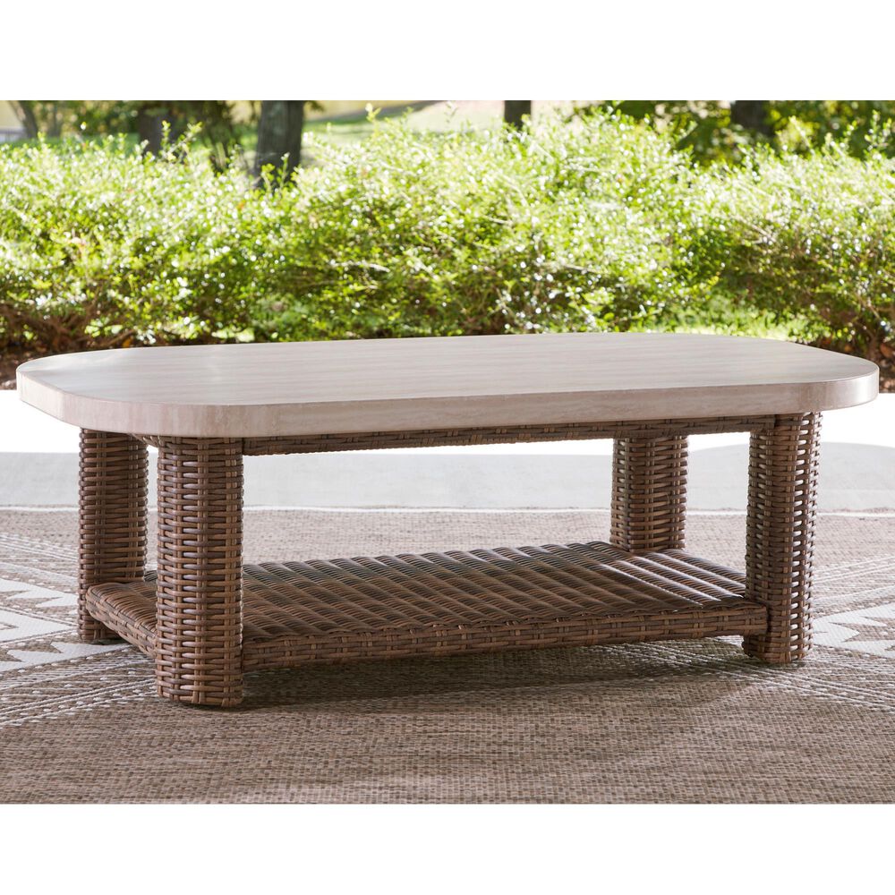 Ashley Dolan Creek Rectangular Cocktail Table in Beige and Brown, , large