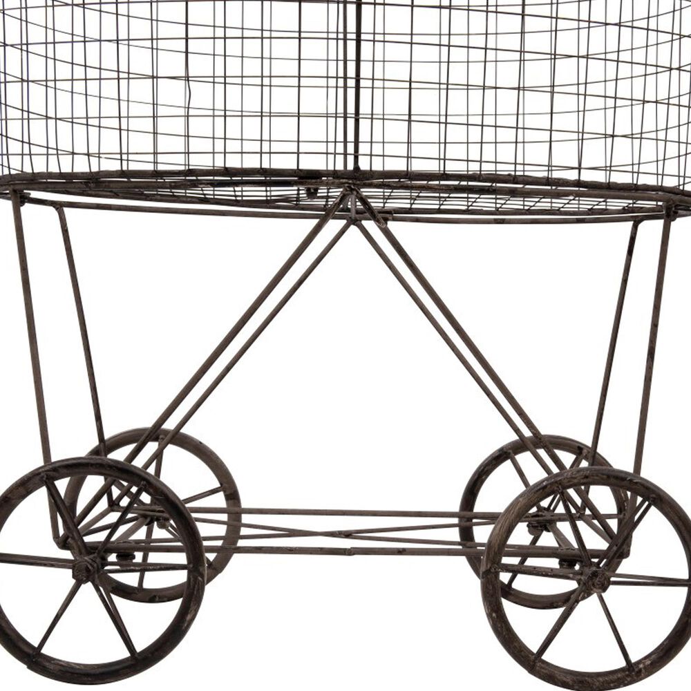 Creative Coop Metal Rolling Laundry Cart with Rack in Grey, , large