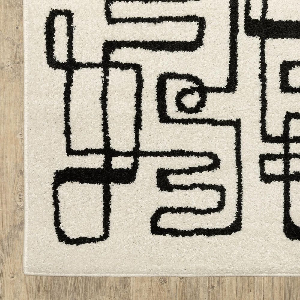 ROW by Oriental Weavers Quinn QUI11 Beige and Black 7'10" x 10' Area Rug, , large