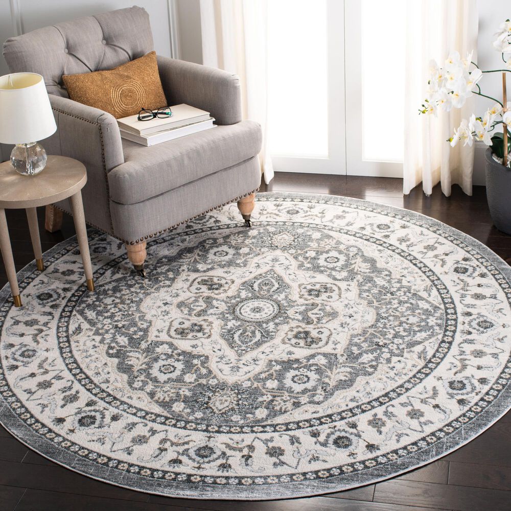 Safavieh Isabella ISA936F 6&#39;7&quot; Round Gray and Cream Area Rug, , large