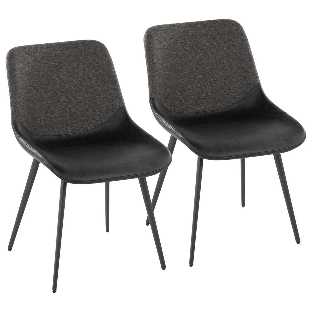 Lumisource Outlaw Side Chair with Black and Grey Cushion in Black (Set of 2), , large