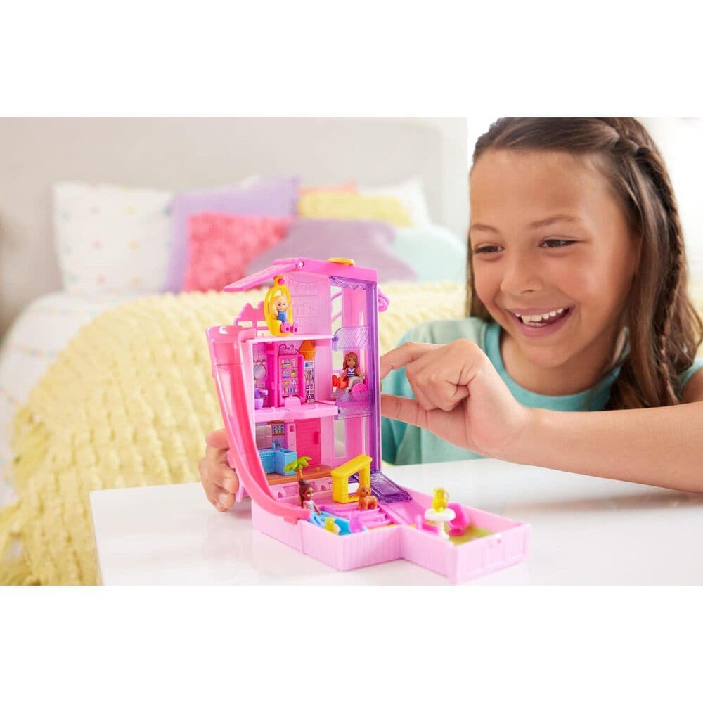 Polly Pocket Barbie Dreamhouse Playset with Three Micro Dolls and Accessories in Pink, , large