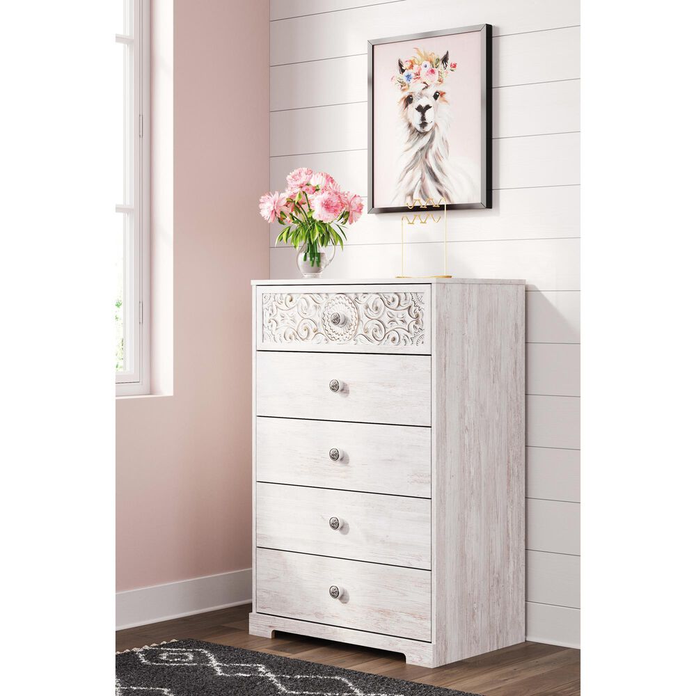 Ashley Paxberry 5-Drawer Chest in Whitewash, , large