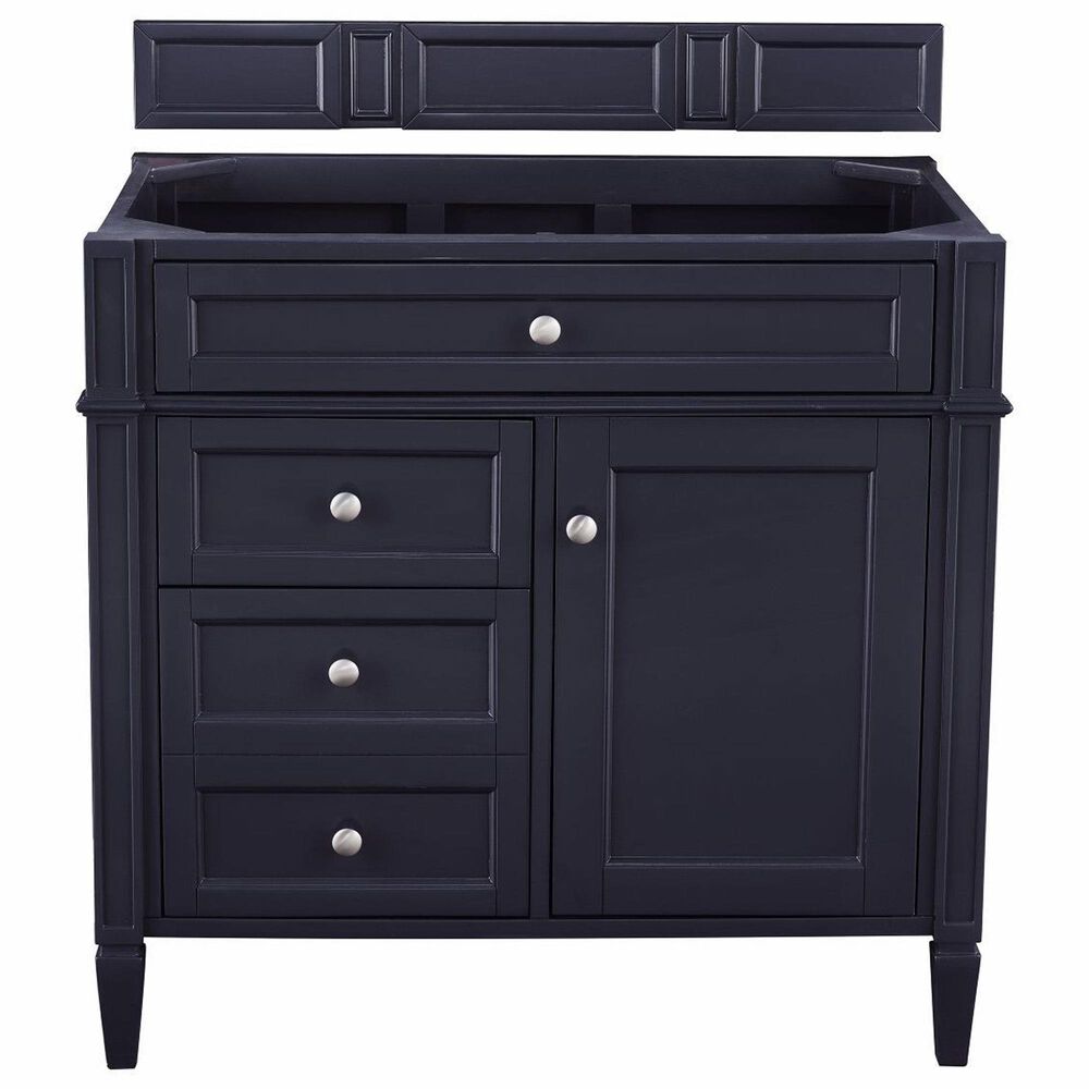 James Martin Vanities Brittany 36" Single Bathroom Vanity in Victory Blue with Single Hole 3 cm White Zeus Quartz Top and Rectangular Sink, , large