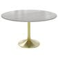 Leisuremod LeisureMod Verve Collection 48 Round Dining Table, Brushed Gold Base with Sintered Stone White Top, , large