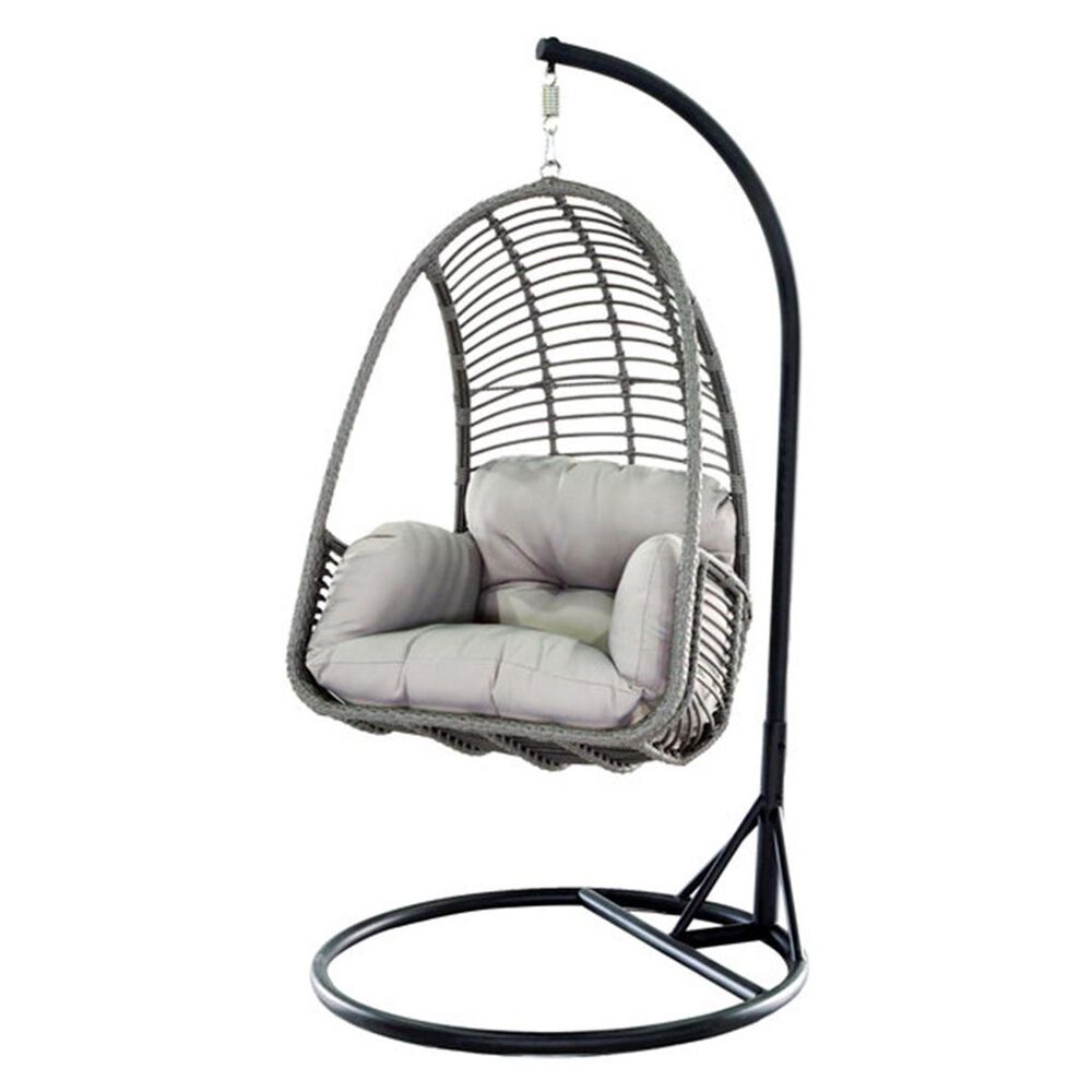 World Source Ivy Basket Chair and Stand in Black and Gray NFM