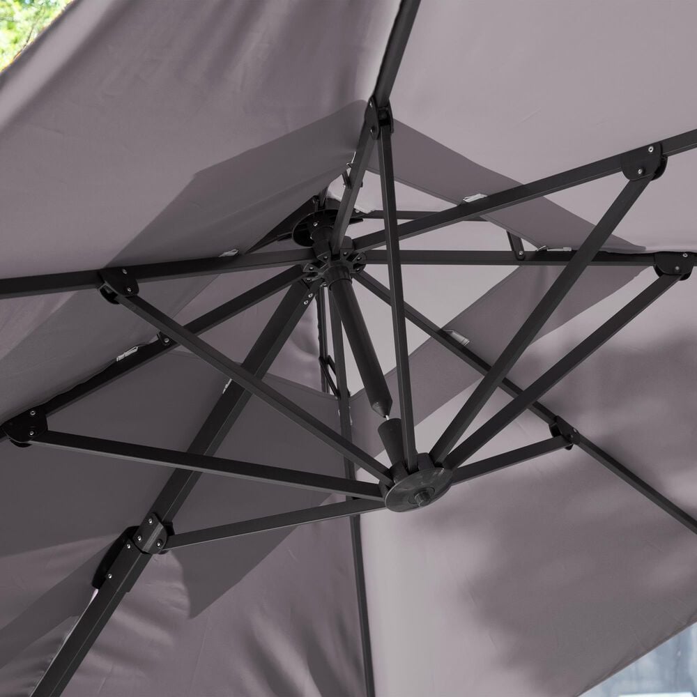 Furniture of America Kiran 8&#39; Crank Lift Double Top Square Patio Umbrella with Base in Gray, , large