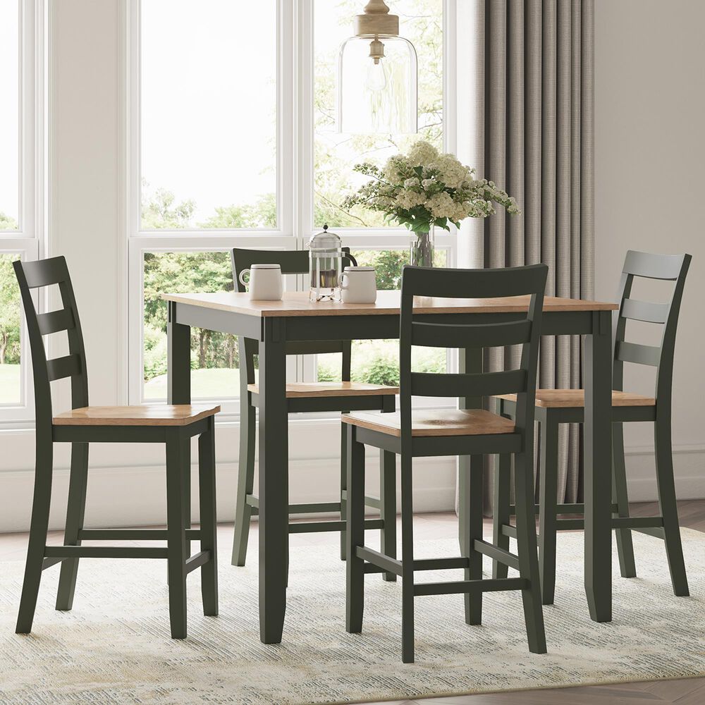 Ashley Gesthaven 5-Piece Counter Height Dining Set in Natural and Green, , large