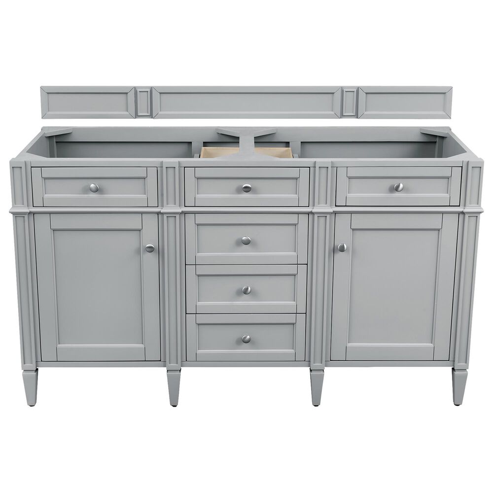 James Martin Brittany 60" Double Bathroom Vanity in Urban Gray with 3 cm Tajnar Eclos Top and Rectangular Sinks, , large