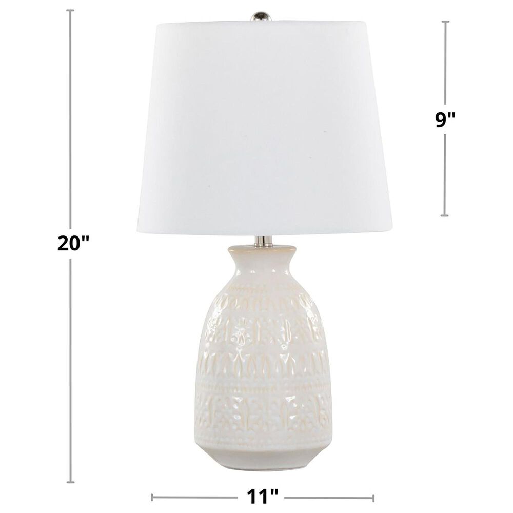 LumiSource Claudia Ceramic Table Lamp in Off White and Polished Nickel (Set of 2), , large