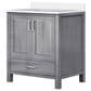 Lexora Home Jacques 30" Single Bathroom Vanity in Distressed Grey with 2 cm White Cultured Marble Top and Rectangular Sink, , large