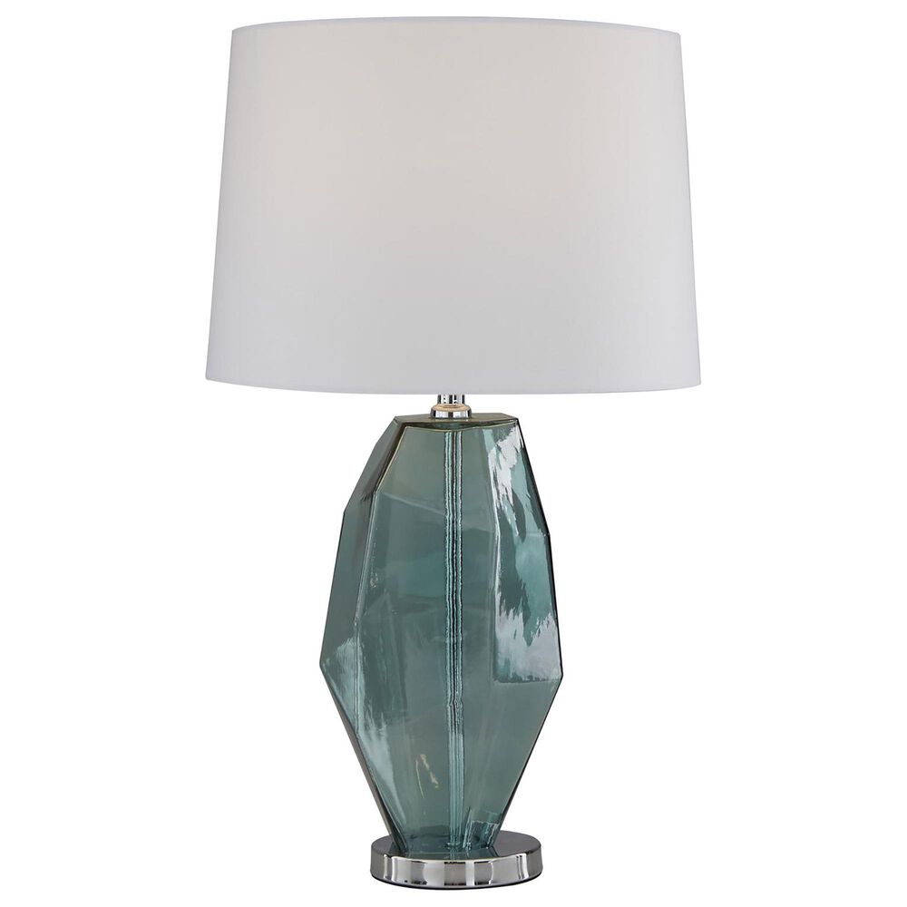 Maple and Jade Glass Angular Table Lamp in Teal, , large