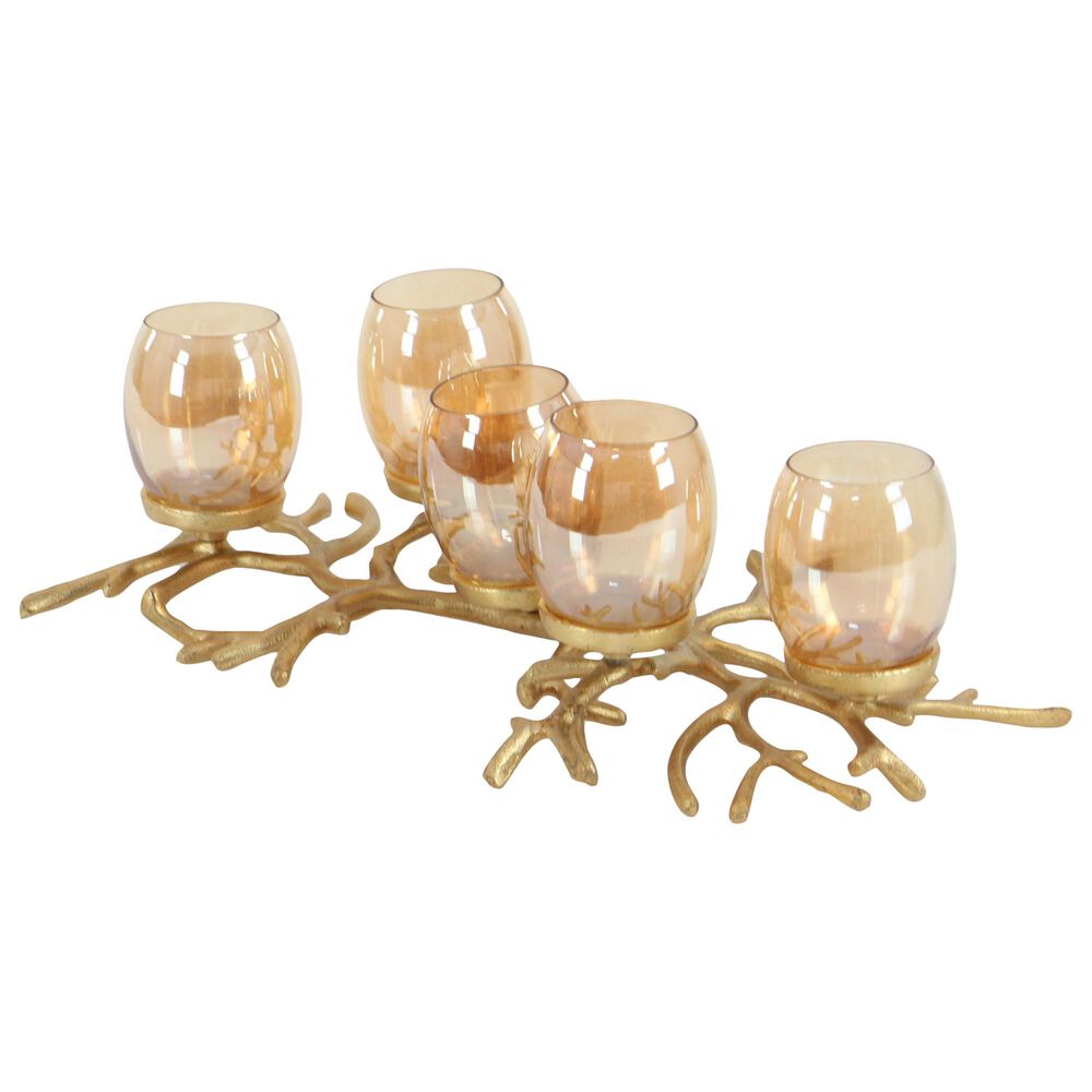 Maple and Jade 19&quot; x 6&quot; Hurricane Lamp in Gold, , large