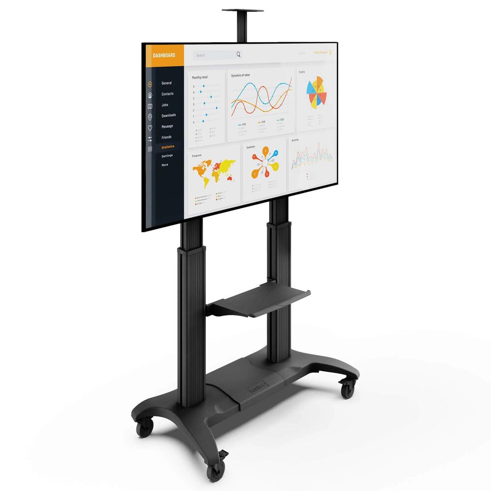 Kanto TV Rolling Stand with Adjustable Shelf and Built-In Handles for 55" - 100" TVs in Black, , large