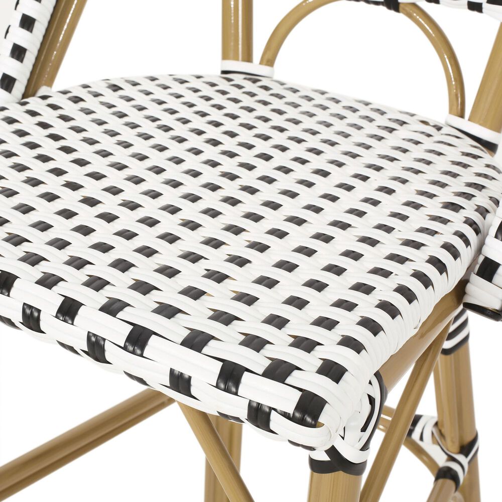Hearth and Haven Outdoor Wicker French Barstool with Brown Aluminum Frame in White (Set of 2), , large