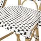 Hearth and Haven Outdoor Wicker French Barstool with Brown Aluminum Frame in White (Set of 2), , large