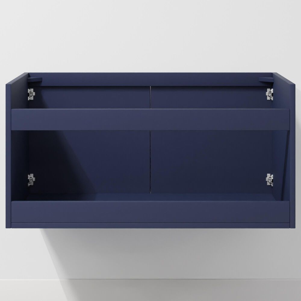 Lexora Home Geneva 36" Single Bathroom Vanity in Navy Blue with 2 cm White Cultured Marble Top and Rectangular Sink, , large