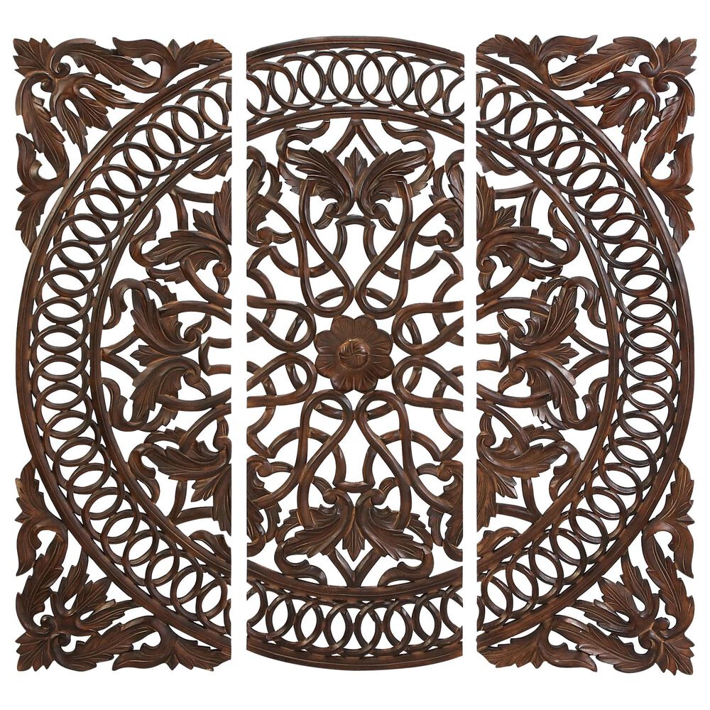 Maple and Jade 48" x 16" Traditional Wall Decor in Brown (Set of 3), , large