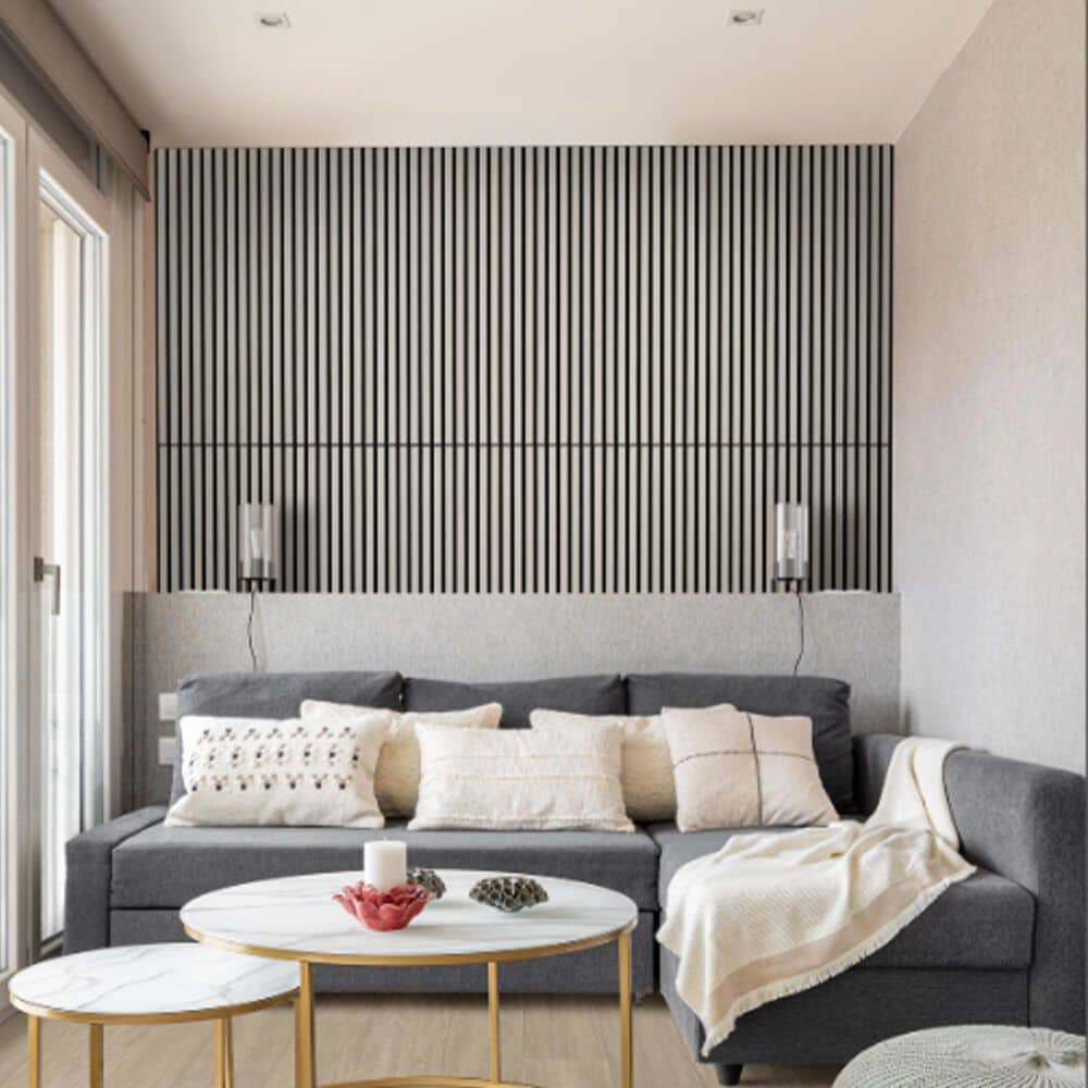 MS International Sonowood Fog 24" x 48" Acoustic Wood Slat Panels, , large