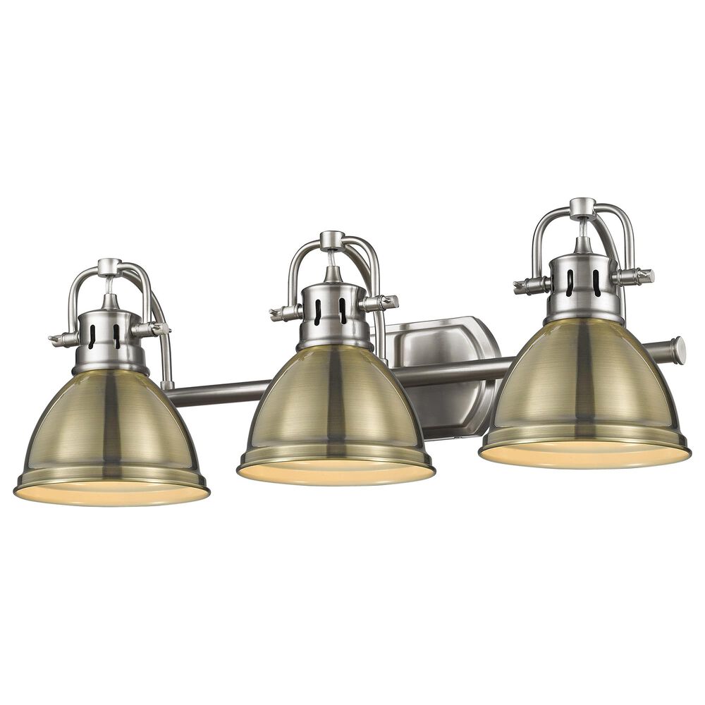Golden Lighting Duncan 3-Light Bath Vanity in Pewter and Aged Brass, , large