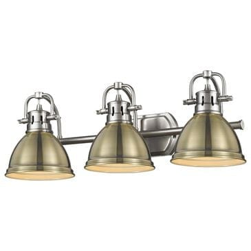 Golden Lighting Duncan 3-Light Bath Vanity in Pewter and Aged Brass, , large